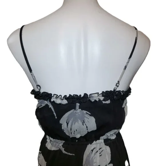 ❤️ 4/$20 Old Navy dress Women's XS Black gray flower Adjustable spaghetti straps - Picture 12 of 13
